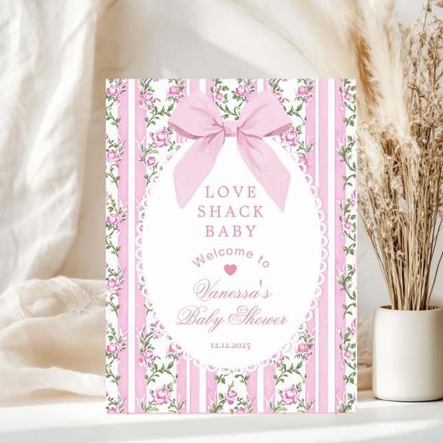Póster Love Shack Baby Coquette Bow Baby Shower Welcome (Subido por el creador)
