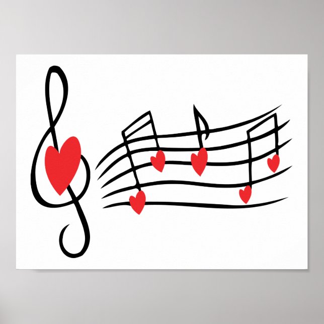 PÓSTER LOVE SONG MUSIC NOTAS CUTE AMIGOS BLANCOS NEGROS R (Frente)