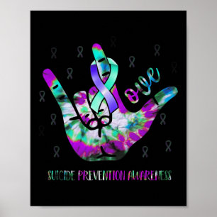 Póster Love Suicide Prevention Awareness Rock Hand Langua