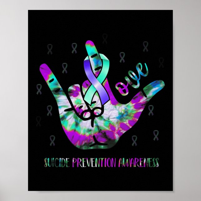 Póster Love Suicide Prevention Awareness Rock Hand Langua (Frente)