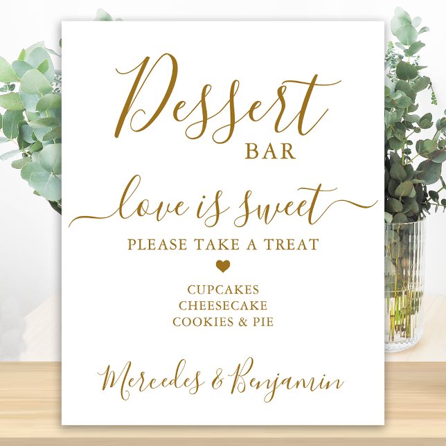 Póster Love Sweet Personalized Gold Boda Desserbar (Subido por el creador)