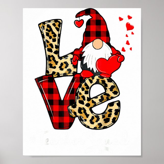 Póster Love Teacher Squad Gnome Hearts Valentines Gnome T (Frente)