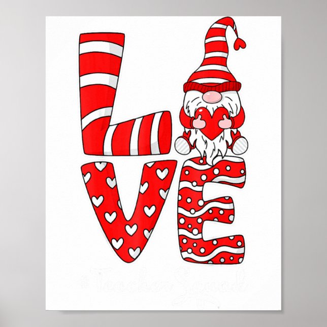 Póster Love Teacher Squad Gnome Hearts Valentines Gnome T (Frente)