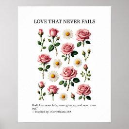 Póster Love that never fails Christian wall art