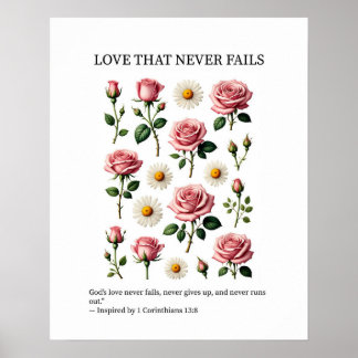 Póster Love that never fails Christian wall art