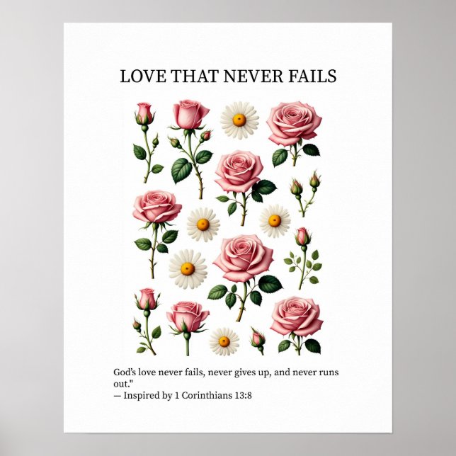 Póster Love that never fails Christian wall art (Frente)