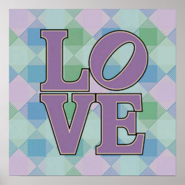 Póster LOVE Typography Square Plaid Poster