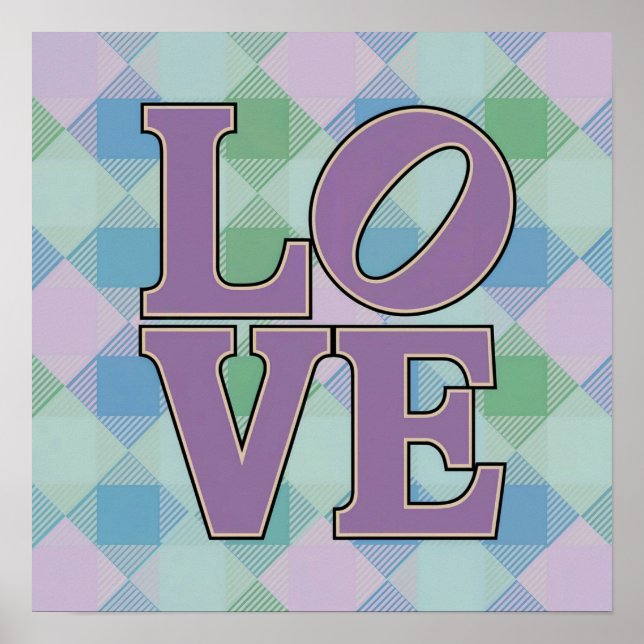 Póster LOVE Typography Square Plaid Poster (Frente)