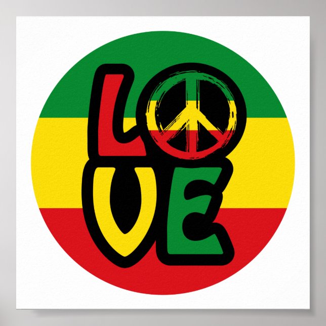 Póster LOVE with peace symbol, reggae style (Frente)