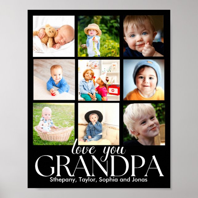 Póster Love You Grandpa Beautiful Collage 9 Photos  (Frente)