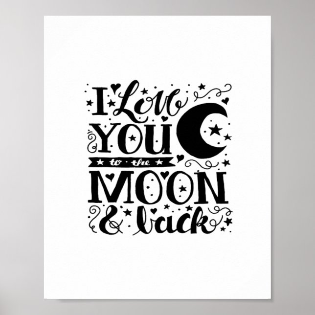 Póster Love You To The Moon And Back Minimal Aesthetic De (Frente)