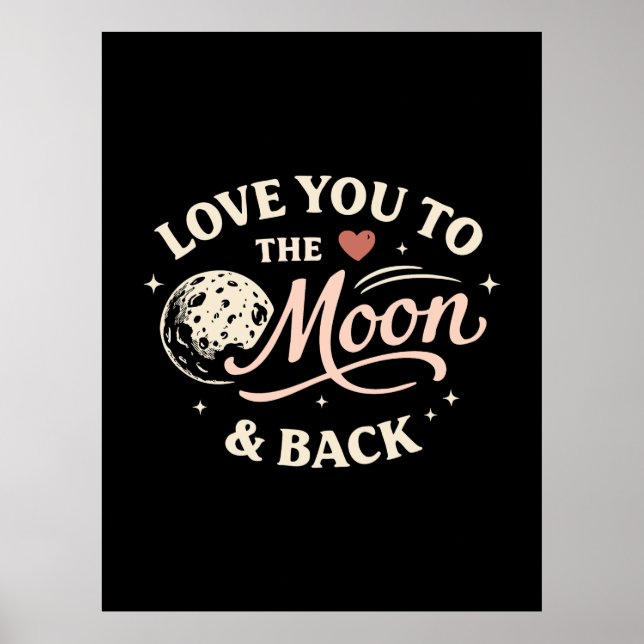 Póster Love You to the Moon Retro Classic Valentine (Frente)