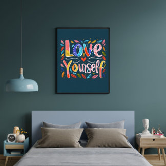 Póster Love Yourself Inspirational Motivational Quotes