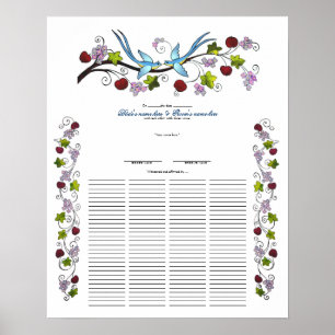 Póster Lovebirds, 120 invitados Certificado de Boda Quake