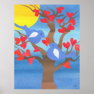 Póster Lovebirds Nesting