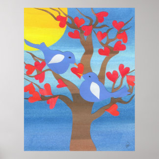 Póster Lovebirds Nesting