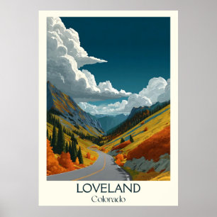 Póster Loveland Colorado Vintage Mountain Valley Art