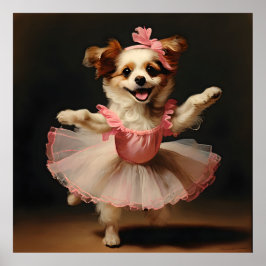 Póster Lovely Dog Ballerina Dancing Vintage