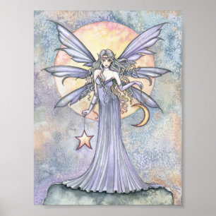 Póster Lovely Fairy with Star and Moon Poster Print