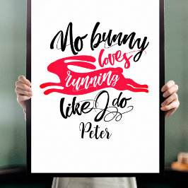 Póster Lovely Run Motivation With Red Bunny Typography