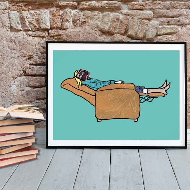Póster Lover de libros divertidos (Funny book lover poster original collage artwork by artist Catherine Sweetman )