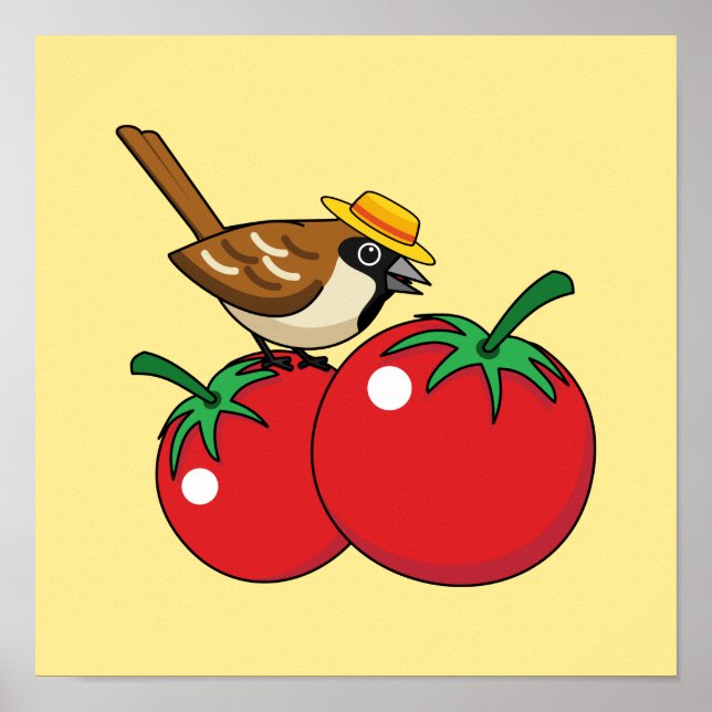 Póster Lover Sparrow Orgánico come tomate rojo (Frente)