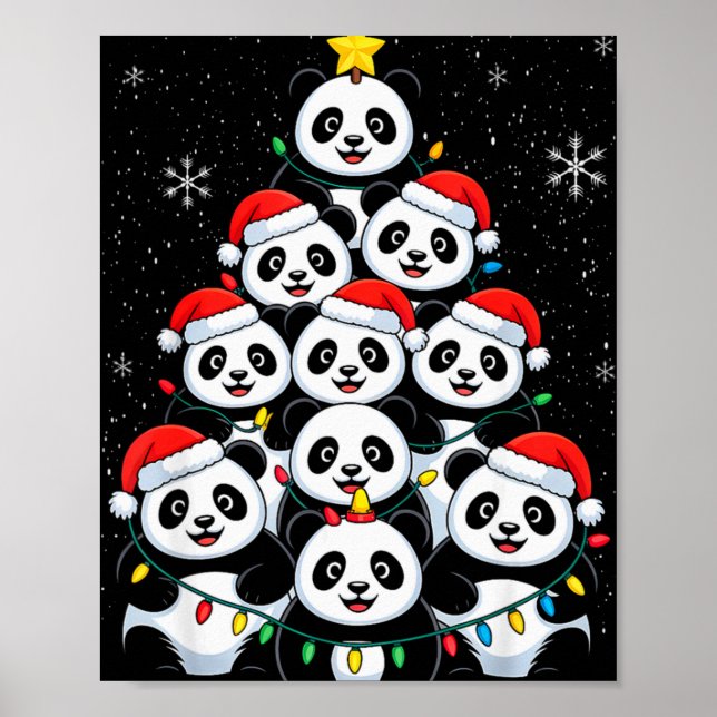 Póster Lover Xmas Panda Christmas Tree T Shirt  (Frente)