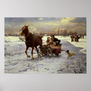 Póster Lovers in a sleigh