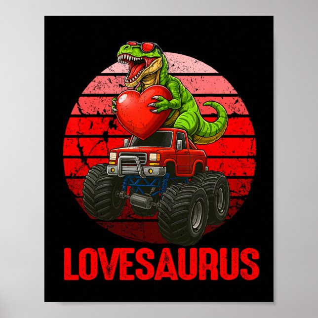 Póster Lovesaurus Dinosaur Camión Monstruo de San Valentí (Frente)