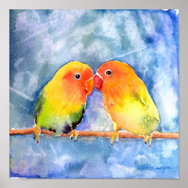 Póster Lovey Dovey Lovebirds Imprimir (Frente)