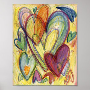 Póster Loving Healing Hearts Painting Art Print Poster