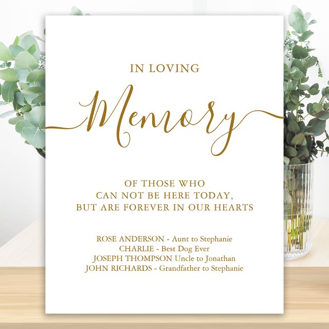 Póster Loving Memory Personalized Gold Wedding Memorial (Subido por el creador)