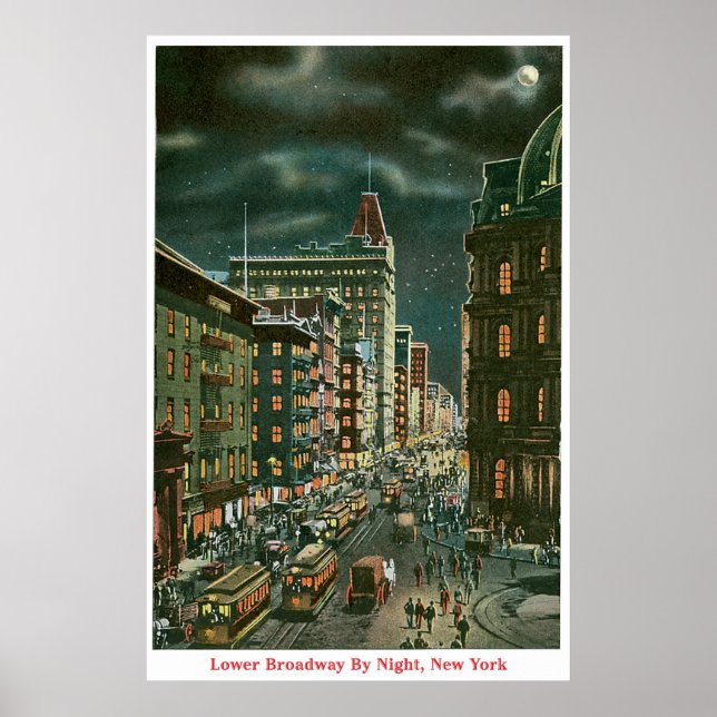 Póster Lower Broadway por noche (Frente)