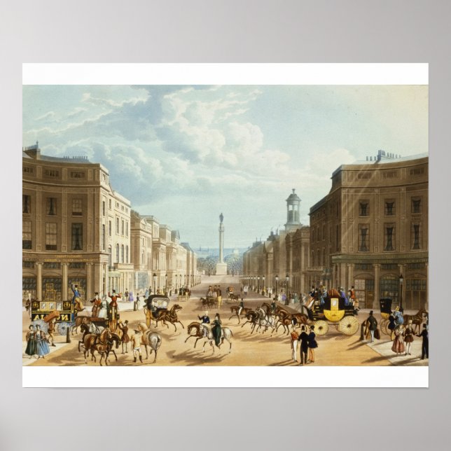 Póster Lower Regent Street, pub. de Ackermann, c.1835 (co (Frente)