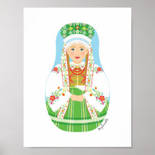 Póster Łowicz Pole Bride Matryoshka Poster