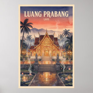 Póster Luang Prabang Laos Viaje Vintage