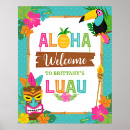 Póster Luau Aloha Cumpleaños Tropical Bienvenida Hawaiana