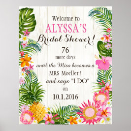 Póster Luau Hawaiian Beach Rustic Boda Bridal Shower