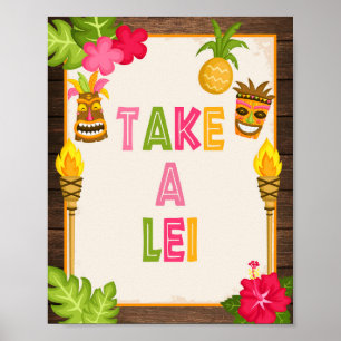 Póster Luau toma un Rótulo Lei