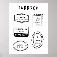 Lubbock - Colección de sellos de viaje | Diseño de
