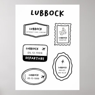 Póster Lubbock - Colección de sellos de viaje   Diseño de