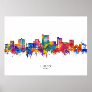 Póster Lubbock Texas Skyline