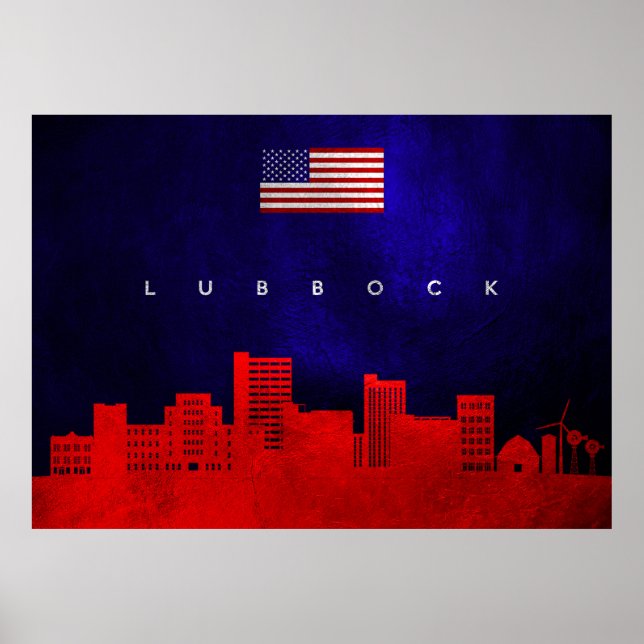 Póster Lubbock Texas Skyline (Frente)
