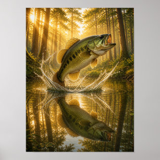 Póster Lubina de Boca Grande de Bosque Dorado