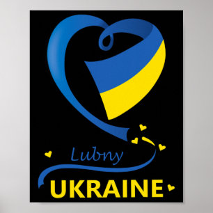 Póster Lubny Ucrania Bandera Nacional Emblema del Corazón