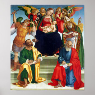 Póster Luca Signorelli Madonna y niño con los santos