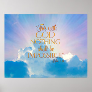 Póster Lucas 1:37 Con Dios Nada Imposible Poster