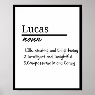 Póster Lucas, definición de nombre personalizado del niño