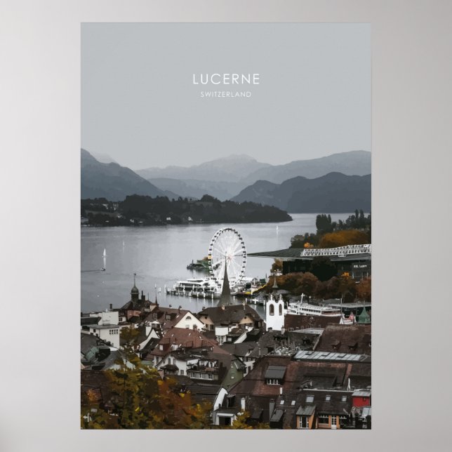 Póster Lucerna, Suiza Viaje Artwork (Frente)