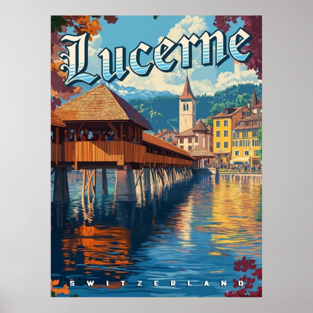 Póster Lucerne Swiss Vintage Travel (Frente)